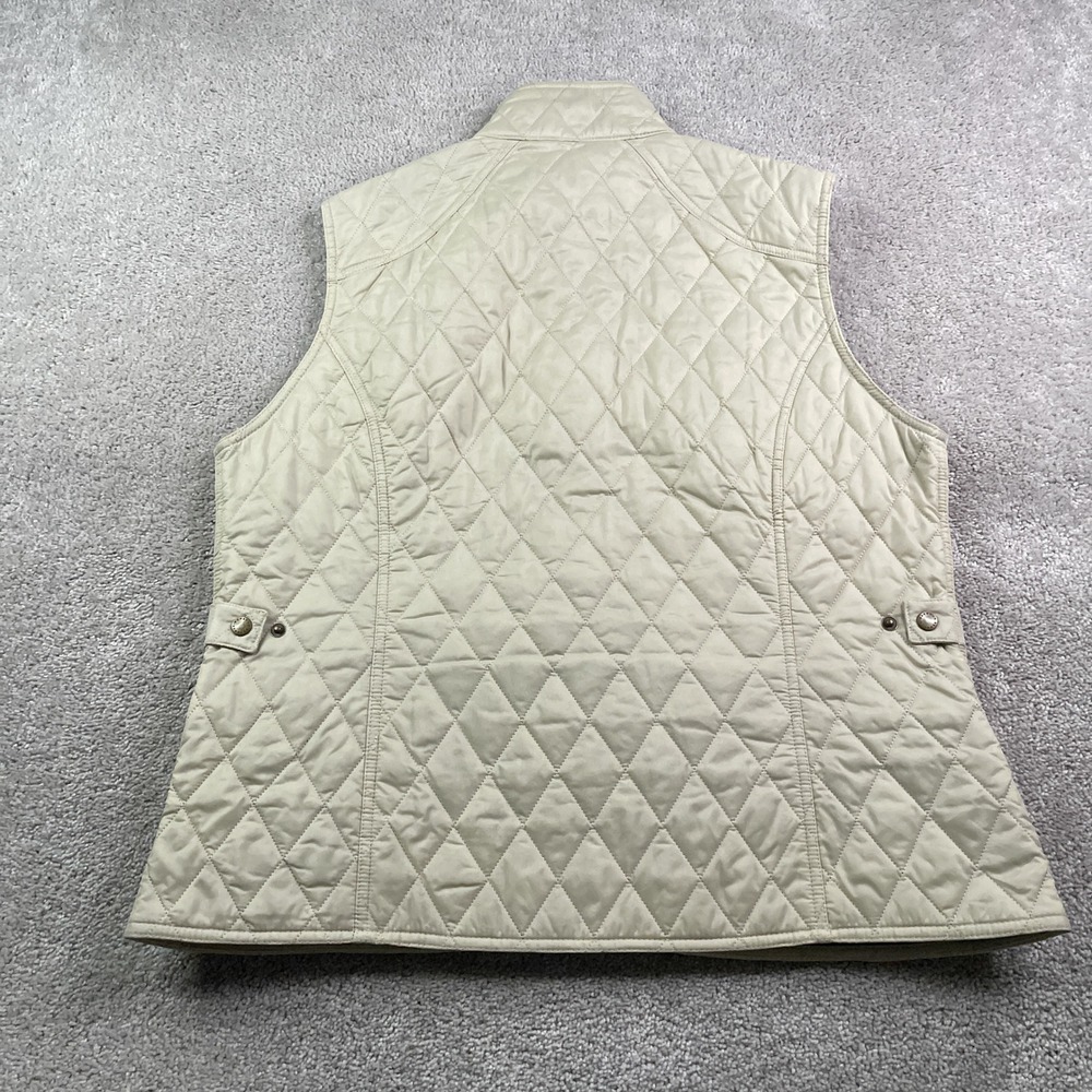 Barbour Vest Womens 16 Tan Quilted Full Zip Snap Front Wray Gilet Equestrian - Picture 10 of 14